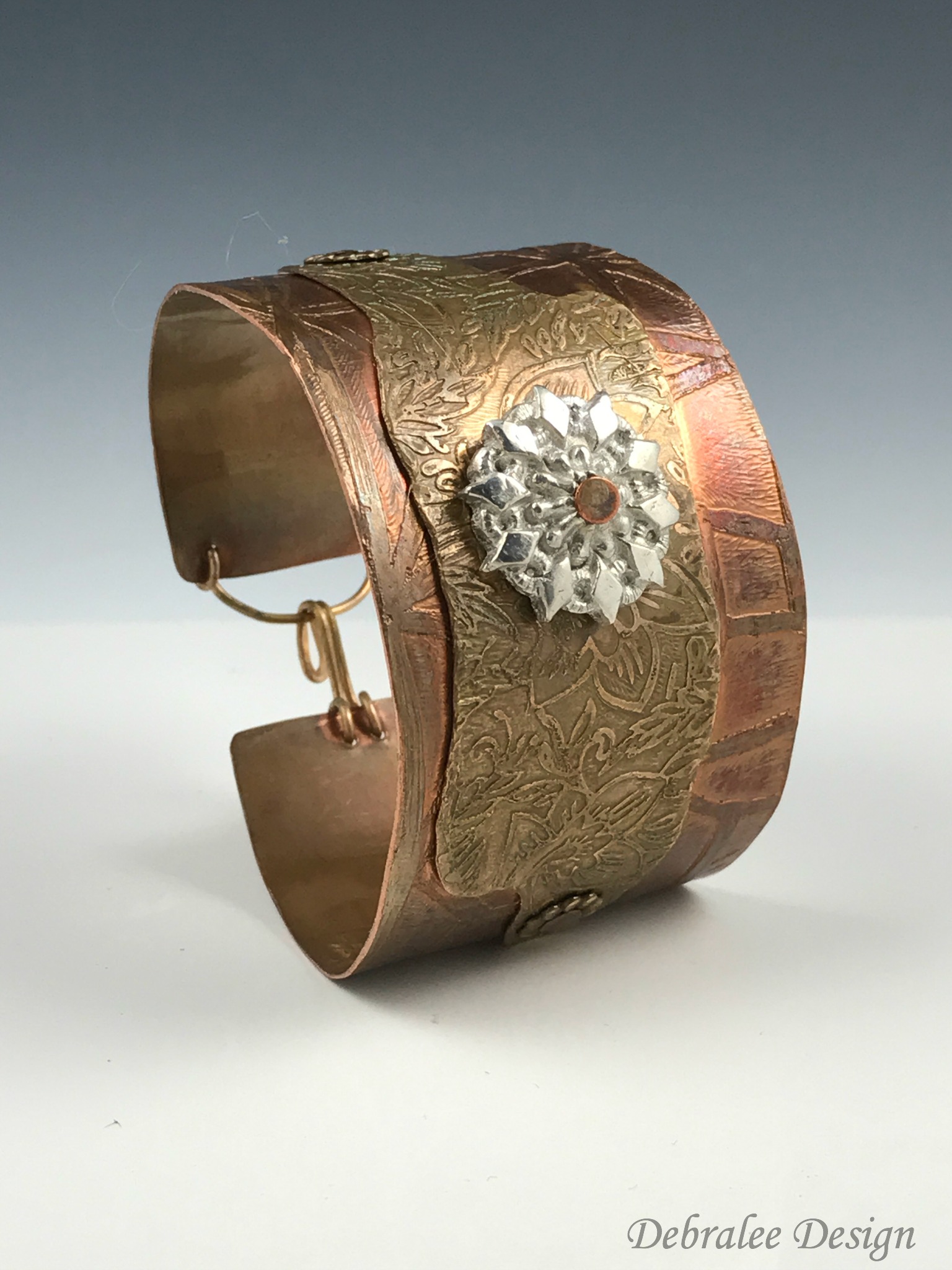 Copper cuff with silver